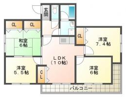 沖浜東 マンション 4LDK 4A間取り図