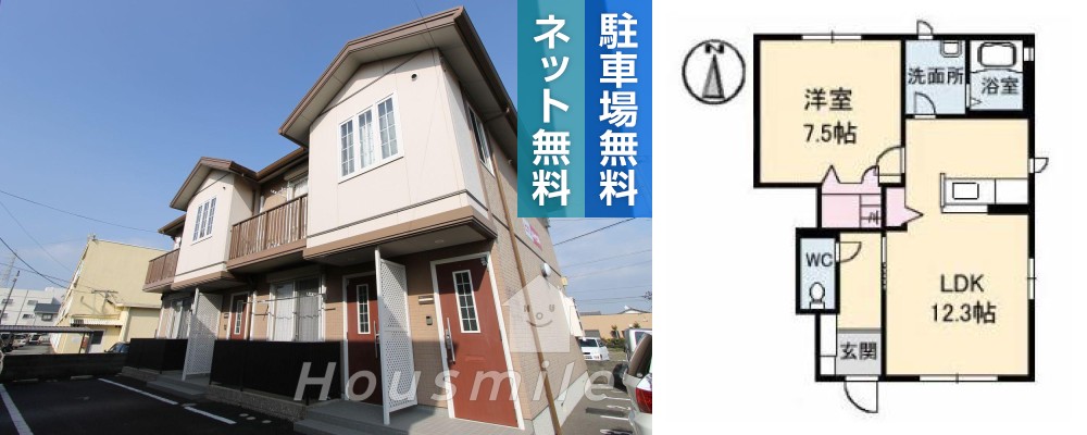 ヒカリハイツA、B B103の外観と間取り図