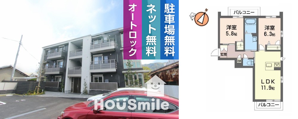 ベレオ庄町 201の外観と間取り図