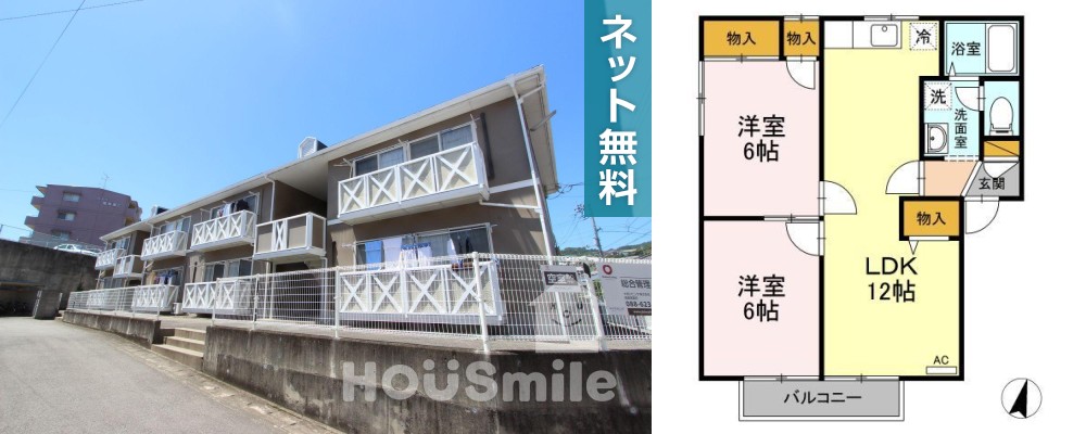 コスモ福万A棟 A205の外観と間取り図