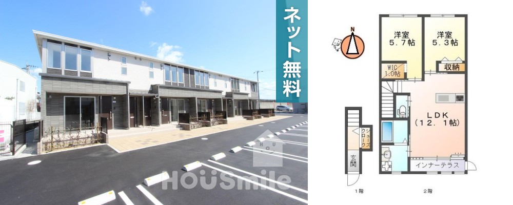 ユニヴァリィII 東吉野A棟 206の外観と間取り図