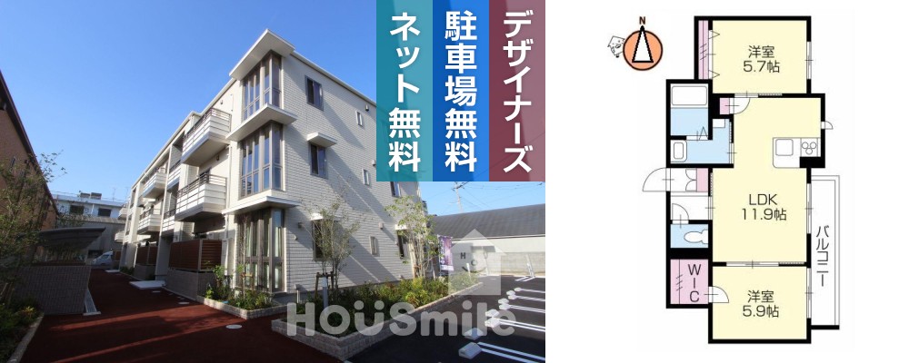 グランドベレオ田宮 102の外観と間取り図