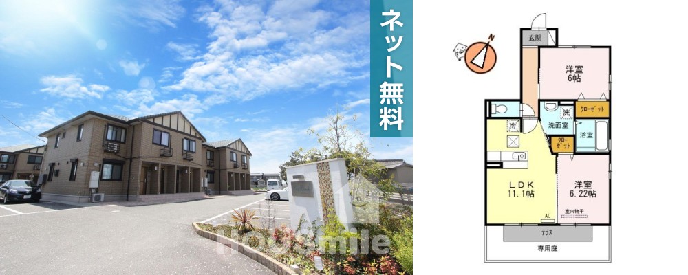 ベイブランシェ A棟 A103の外観と間取り図
