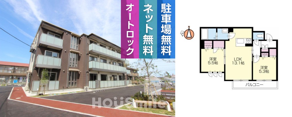 BEREO Comfort Kitashimada A棟 A103の外観と間取り図
