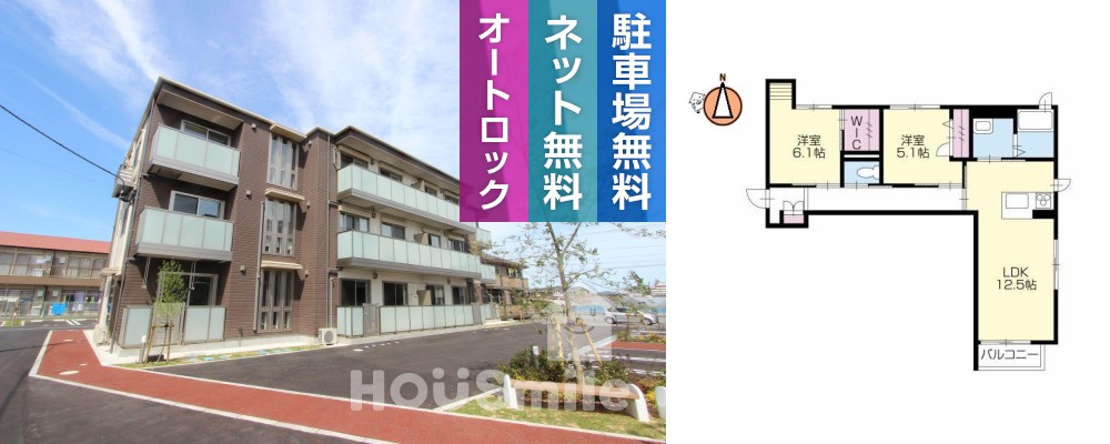 BEREO Comfort Kitashimada A棟 A201の外観と間取り図