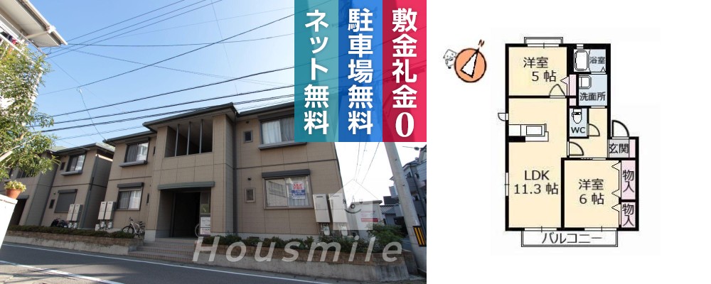 リッシュ良庵 IV 108の外観と間取り図
