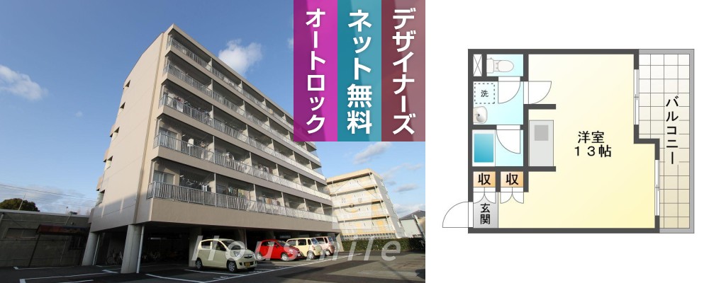 庄町 マンション 1R 508の外観と間取り図