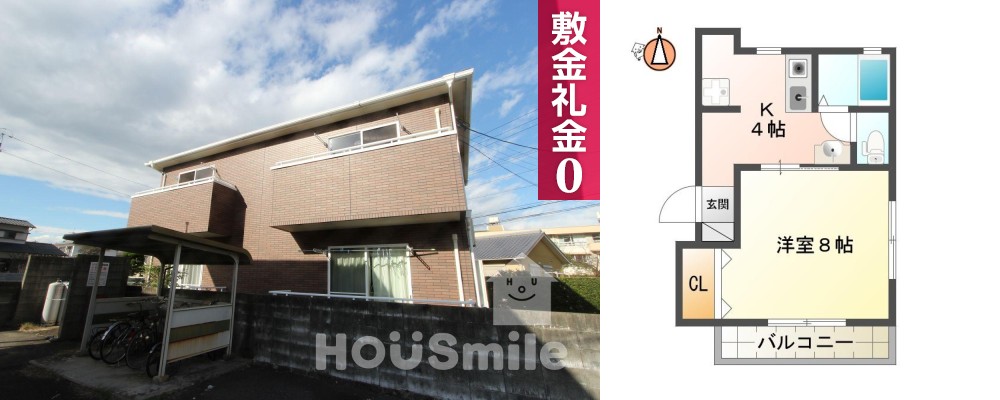 南田宮 アパート 1DK 201の外観と間取り図
