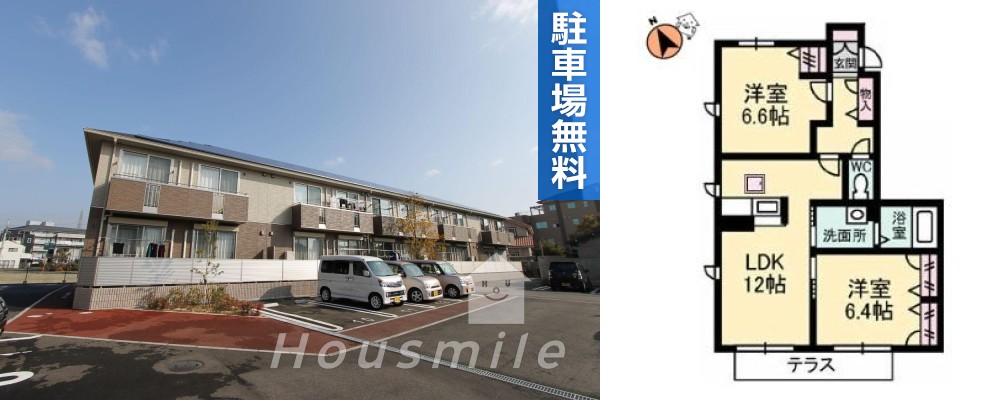 シャーメゾン南田宮 106の外観と間取り図