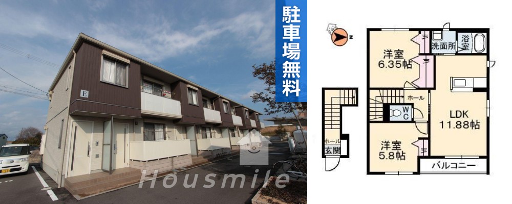 シャーメゾンプランドール E・F棟 202の外観と間取り図