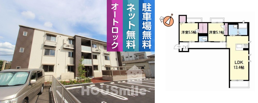 ベレオ万代 201の外観と間取り図