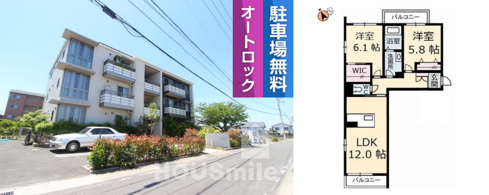 ベレオ南島田 205の外観と間取り図