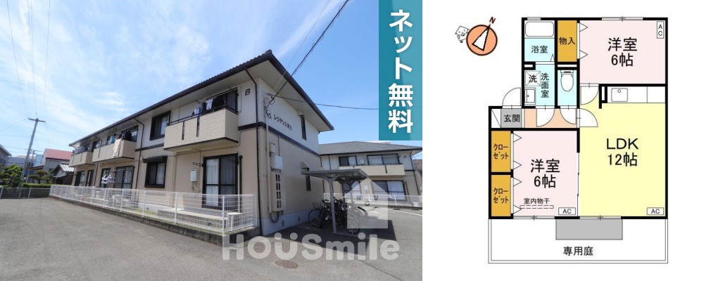 レジデンス矢三B 102の外観と間取り図