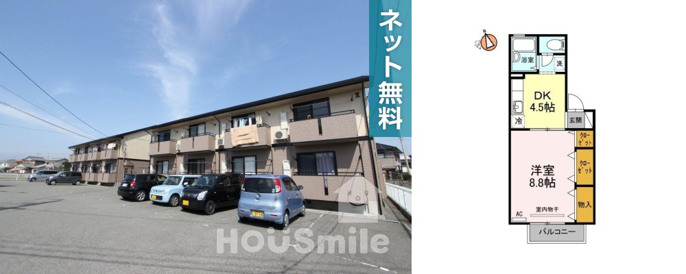 フロラシオン川内 I202の外観と間取り図