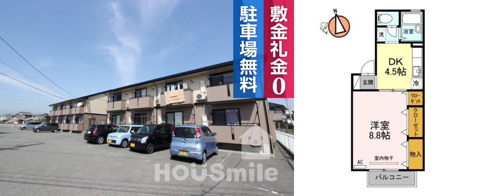 フロラシオン川内 II201の外観と間取り図