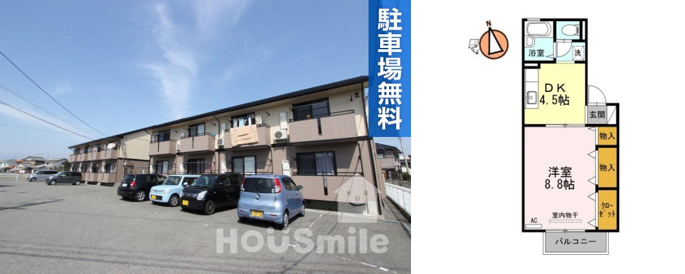 フロラシオン川内 II205の外観と間取り図