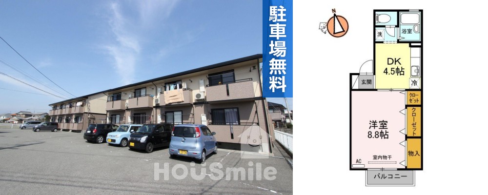 フロラシオン川内 III206の外観と間取り図