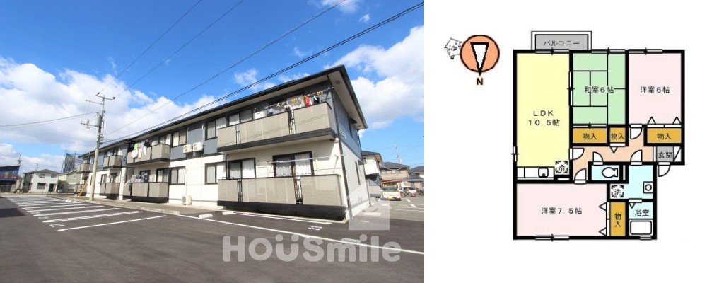 ルミエール A101の外観と間取り図