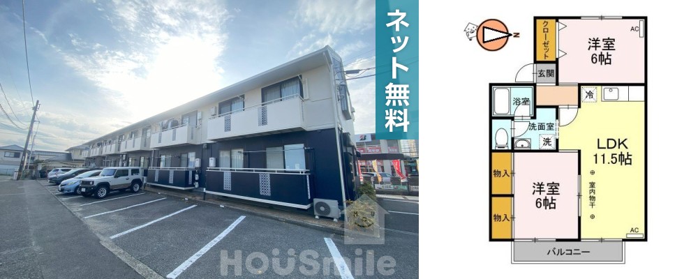 セジュール住吉II 203の外観と間取り図