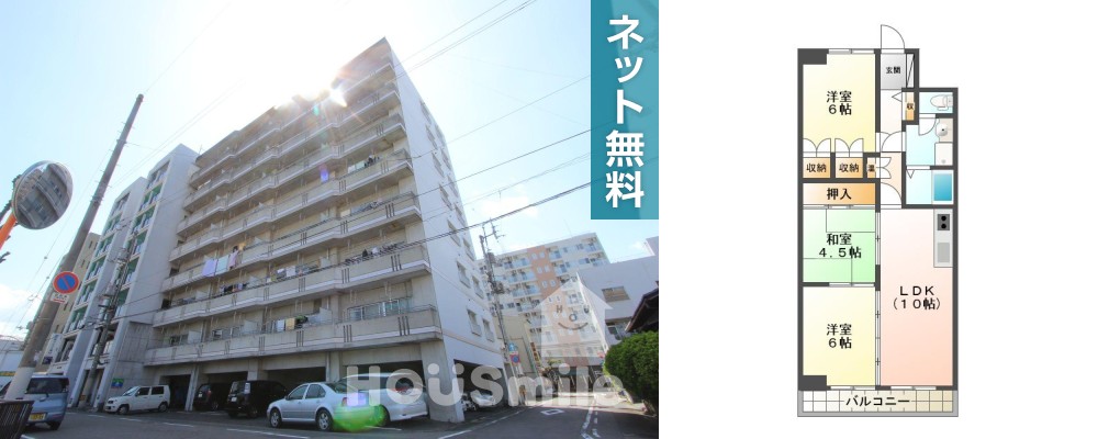 伊月町 マンション 3LDK 504の外観と間取り図