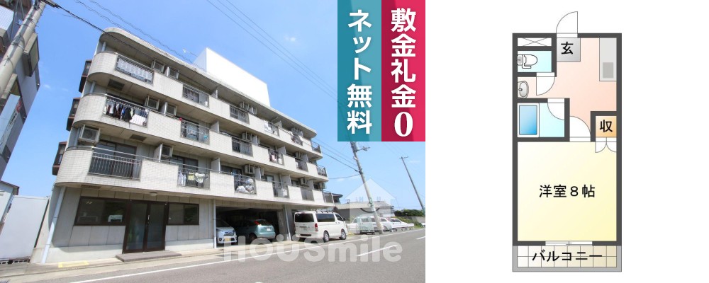 応神町古川 マンション 1K 302の外観と間取り図