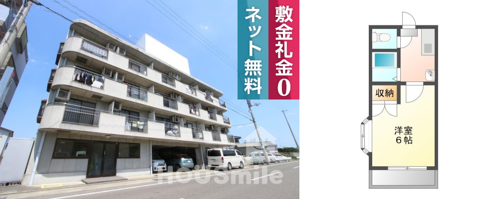 応神町古川 アパート 1K 401の外観と間取り図
