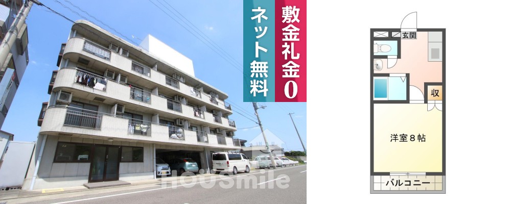 応神町古川 アパート 1K 404の外観と間取り図
