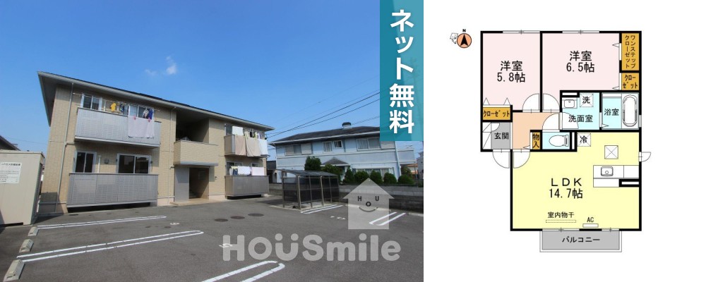 フローラ 102の外観と間取り図
