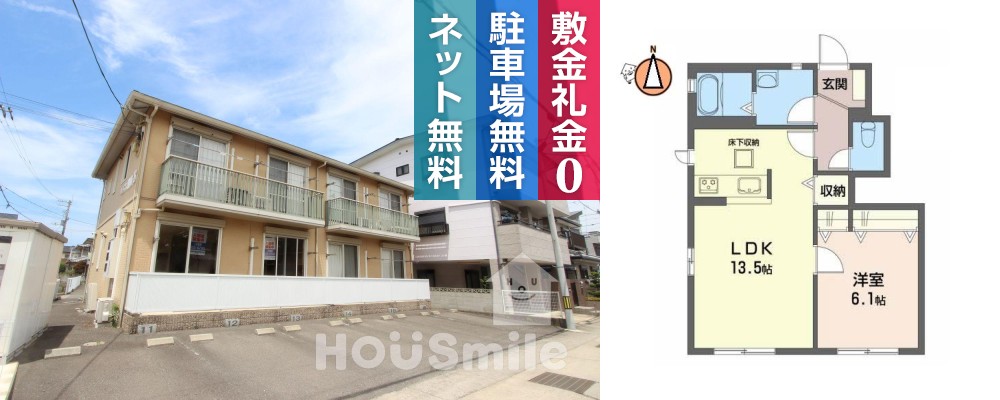 ハイネス国府B棟 103の外観と間取り図