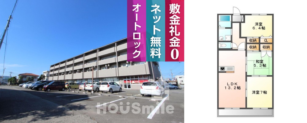 マイム21 308の外観と間取り図