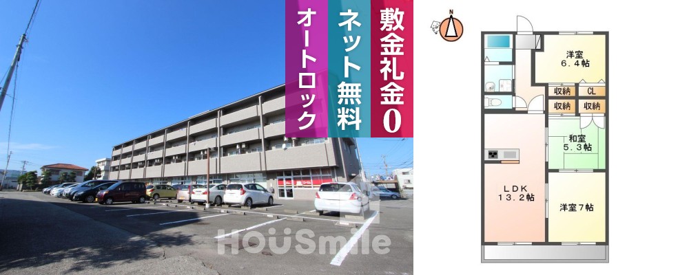 マイム21 407の外観と間取り図