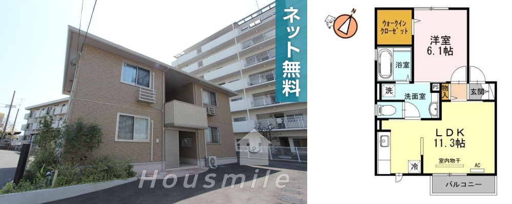 グラン・カネイII 202の外観と間取り図