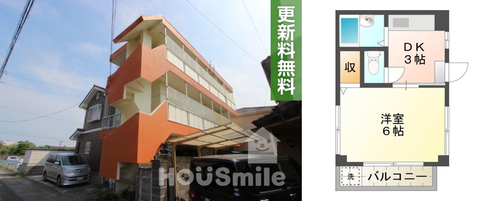 中吉野町 マンション 1DK 201の外観と間取り図