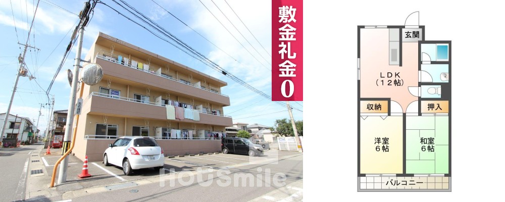 シャレーヴァンテアン 302の外観と間取り図