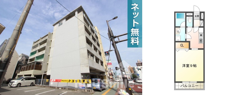 南二軒屋町 マンション 1K 202の外観と間取り図