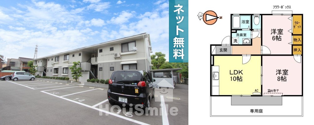 グリーンハイツ田宮 103の外観と間取り図