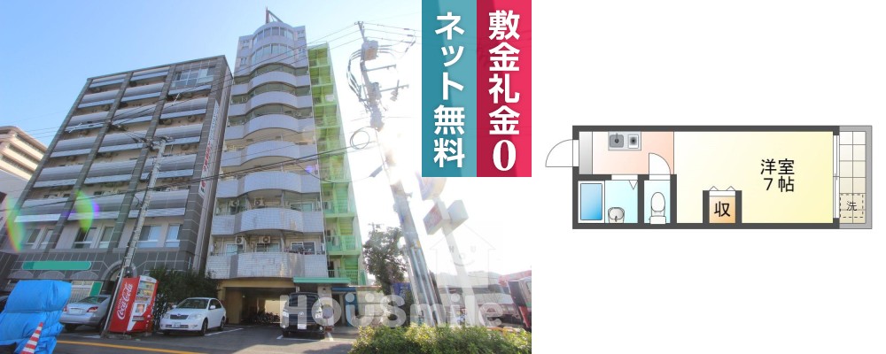 北常三島町 マンション 1R 402の外観と間取り図