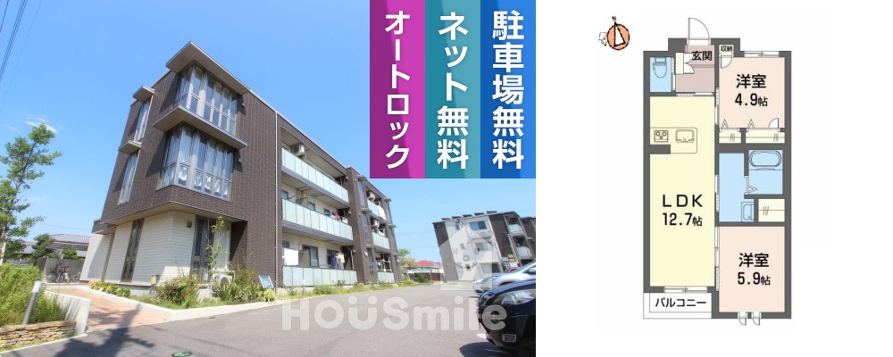 シャーメゾンガーデン福島B棟 B305の外観と間取り図