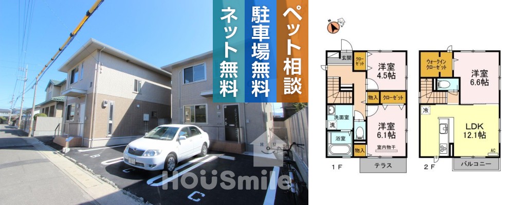 アンジュクレール Bの外観と間取り図