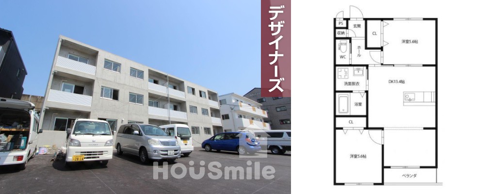 ピースリベルタ Kitasako B棟 201の外観と間取り図