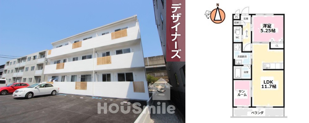 ピースリベルタ Kitasako A棟 302の外観と間取り図