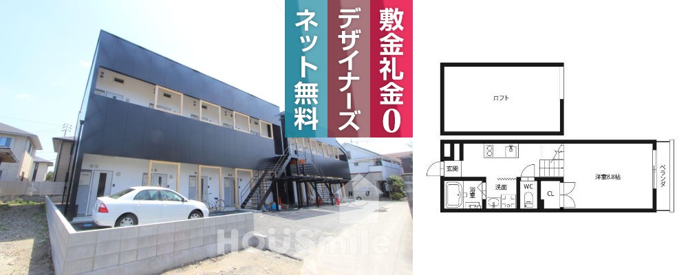 ピース・スクエア住吉 B102の外観と間取り図