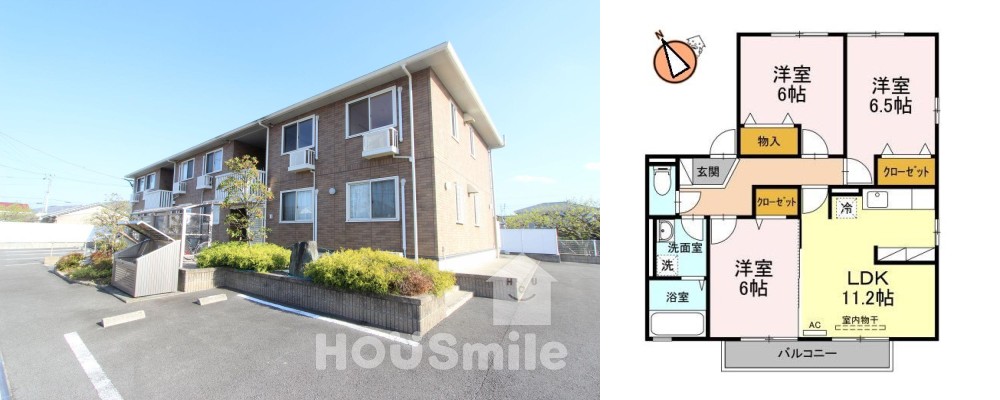 ボヌールK2 201の外観と間取り図