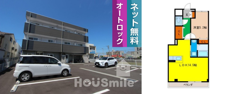 山城西 マンション 1LDK 202の外観と間取り図