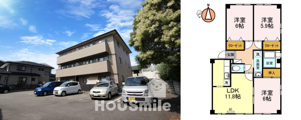 サンブルック佐古II 301の外観と間取り図