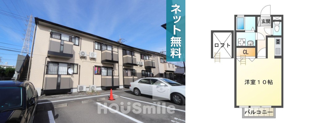 南二軒屋町 アパート 1K 205の外観と間取り図