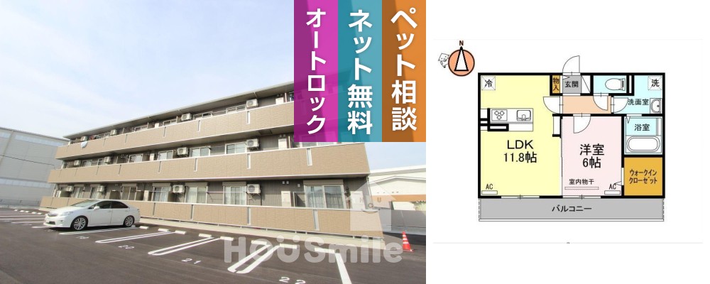 キャトルセゾン 302の外観と間取り図