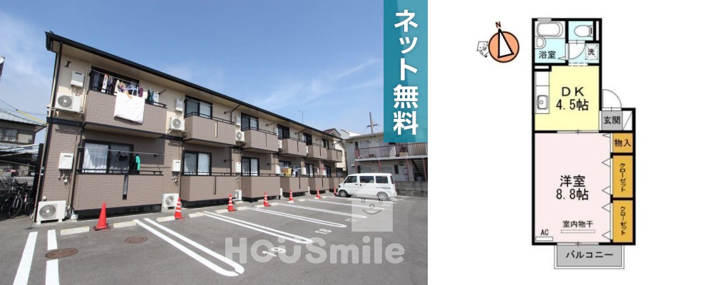 ドミール古川 A棟 A105の外観と間取り図