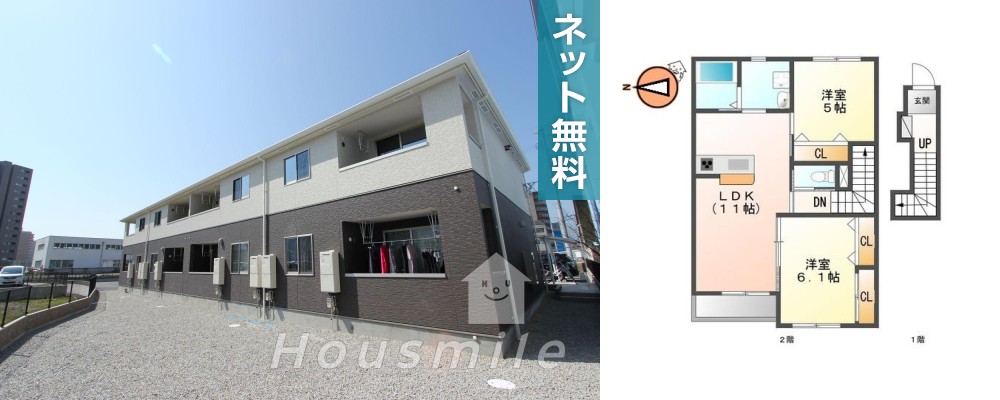 カネハナコートI番館 203の外観と間取り図
