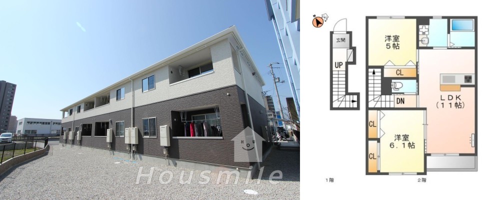 カネハナコートI番館 205の外観と間取り図